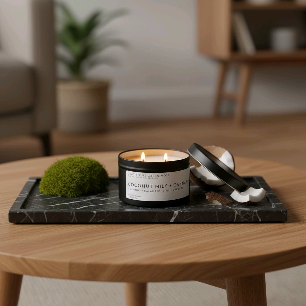 Coconut Milk + Cannabis Hand Poured Soy Candle