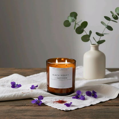 Black Violet + Saffron Hand Poured Soy Candle