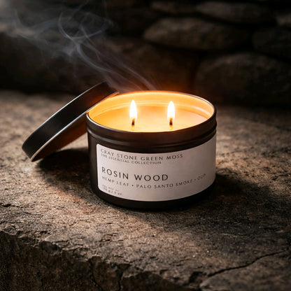Rosin Wood Hand Poured Soy Candle