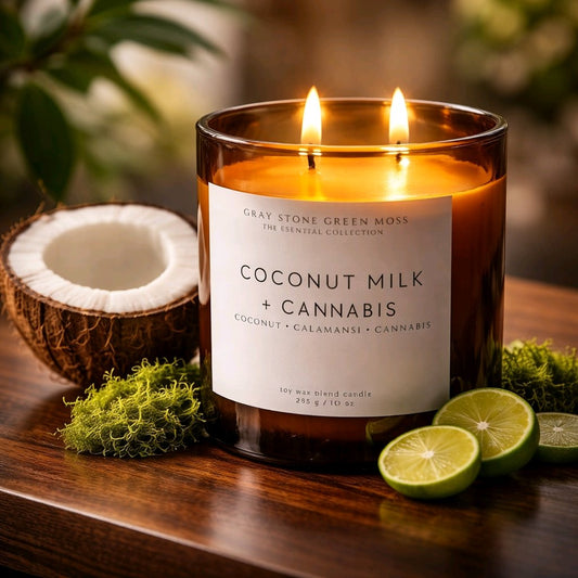 Coconut  Milk + Cannabis Hand Poured Soy Candle