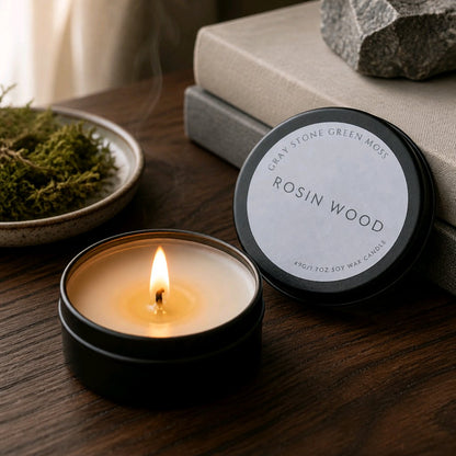 Rosin Wood Hand Poured Soy Candle