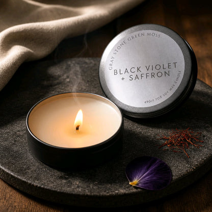 Black Violet + Saffron Hand Poured Soy Candle